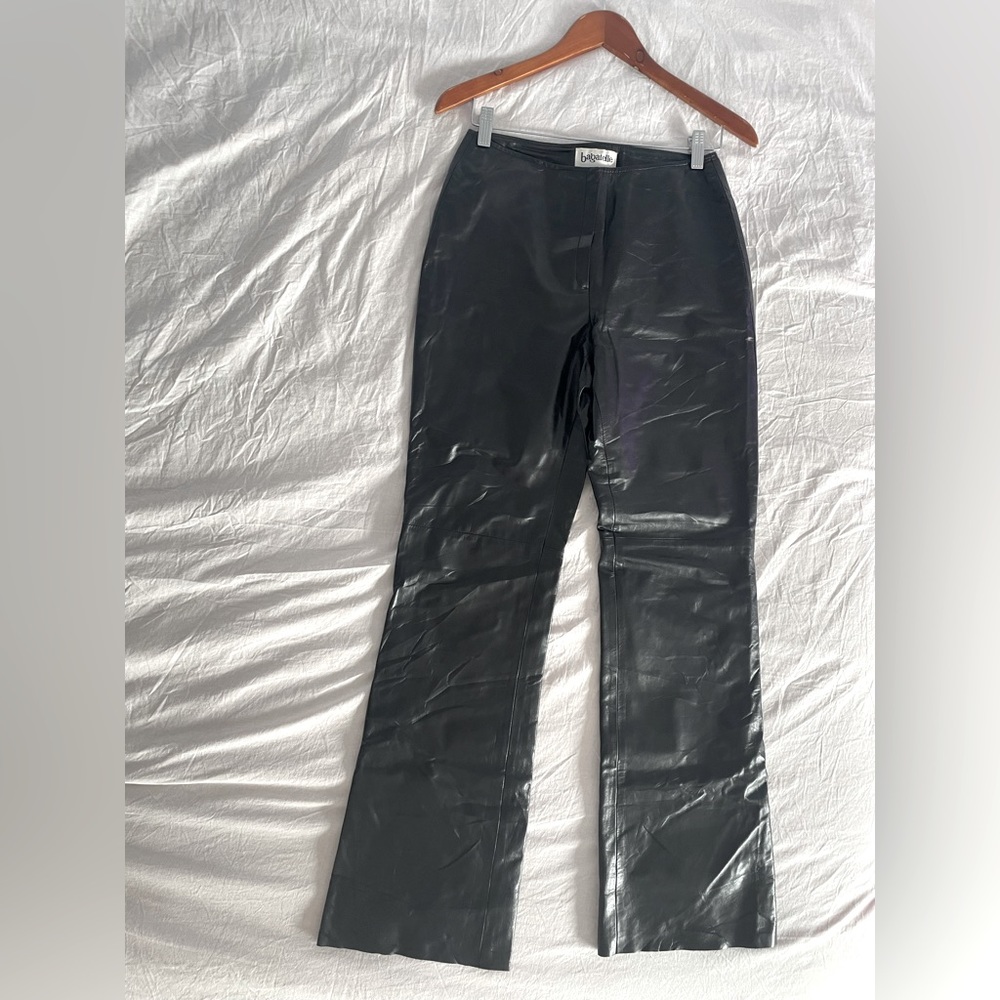 Vintage genuine black leather pants